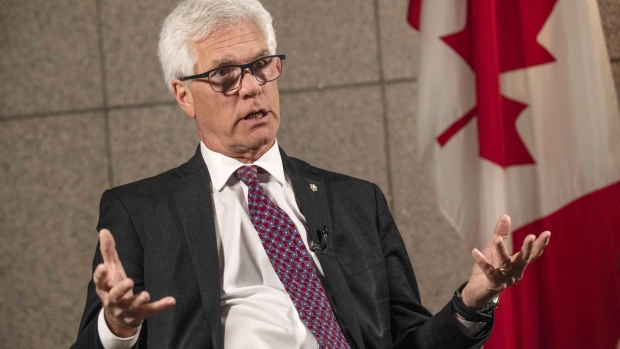 Jim Carr, Canada's international trade minister, speaks during a Bloomberg Television interview in Tokyo, Japan, on Sunday, Jan. 20, 2019. The operation of the World Trade Organization may soon stall because of U.S. delays in appointing new judges, Carr said as he prepares to convene another round of reform talks in Davos. , Keith Bedford/Bloomberg