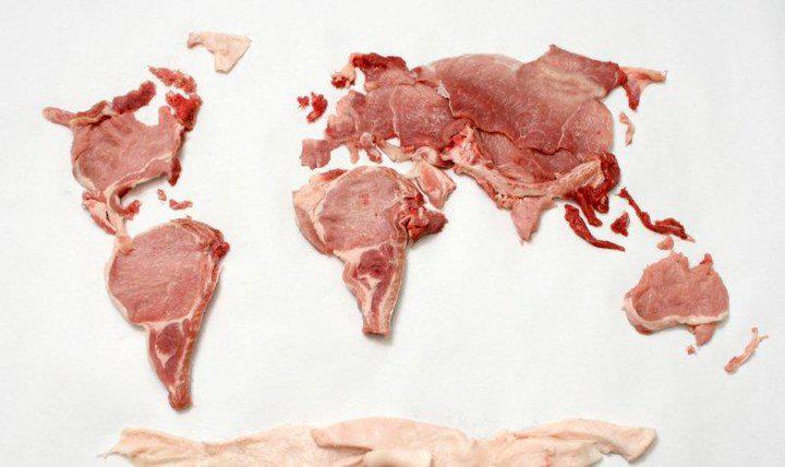 Meat Map by Austrian artist Elvira Rajek