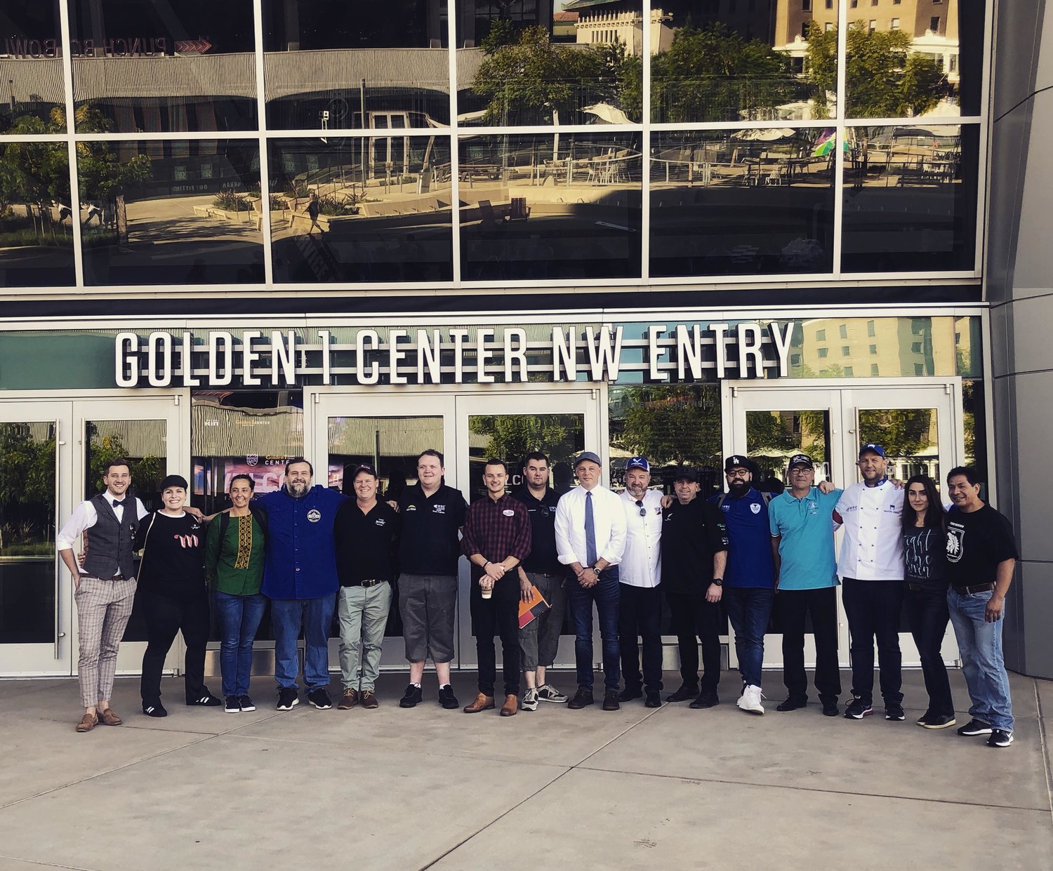 Team captains in front of the Golden 1 Center