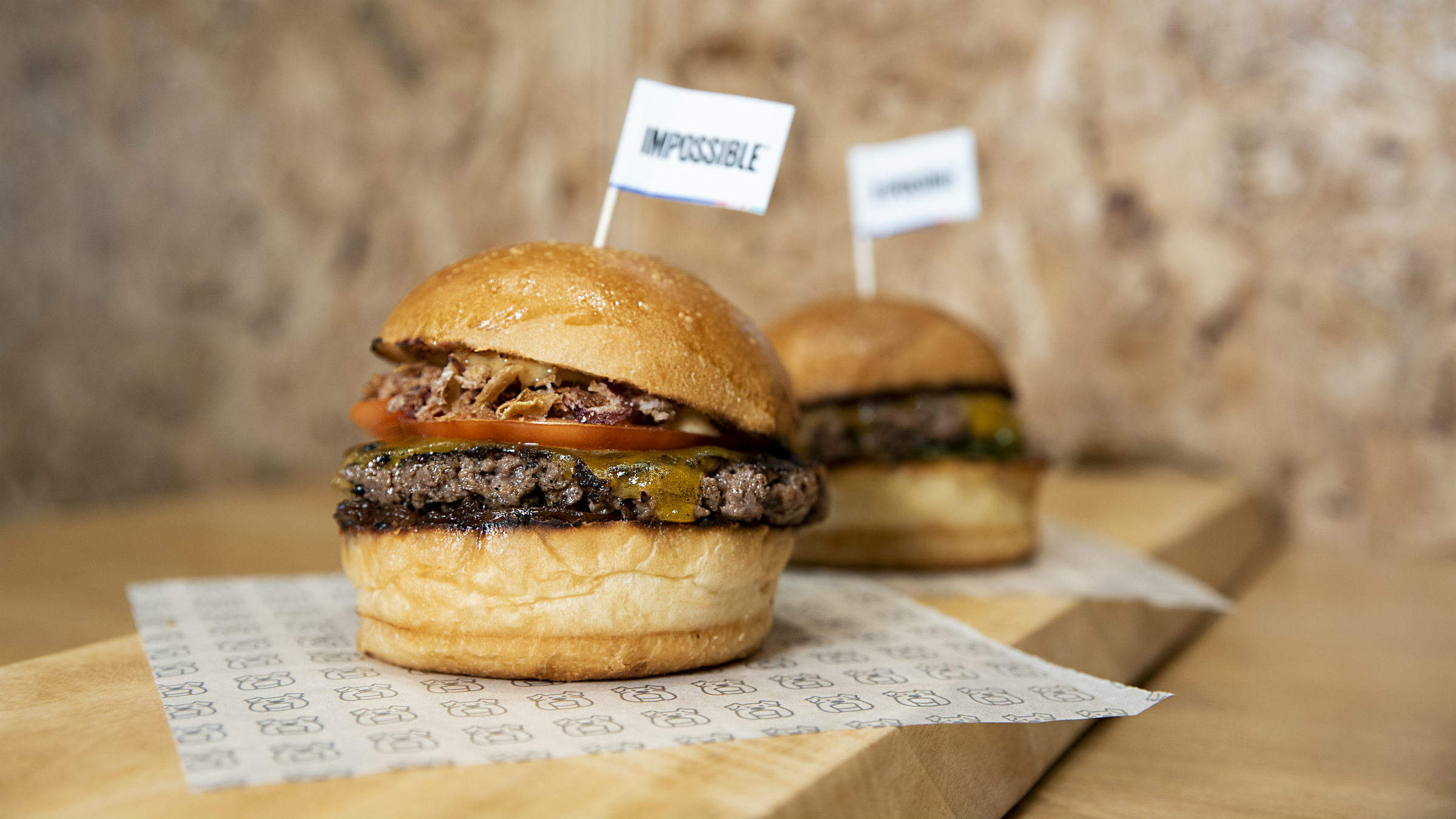 FILE PHOTO: A plant-based Impossible beef burger at the Impossible Foods headquarters in Silicon Valley, in San Francisco, California - REUTERS