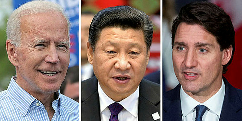 U.S. President Joe Biden, China's President Xi Jinping, and Canada's Prime Minister Justin Trudeau, pictured. (Photographs courtesy of Flickr and The Hill Times photograph by Andrew Meade)