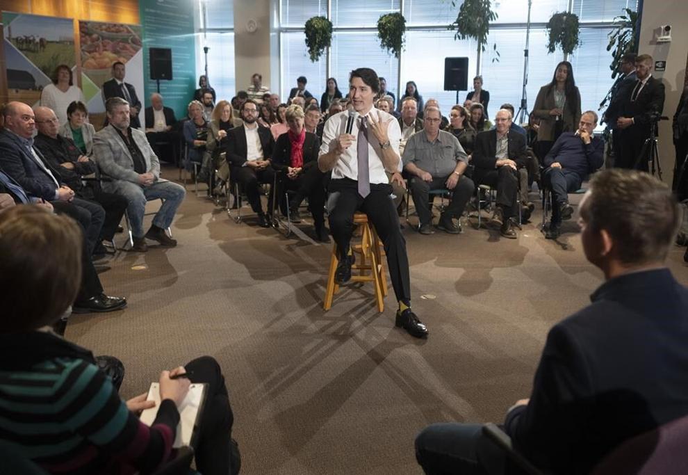 Prime Minister Justin Trudeau takes part in a meeting with Quebec agricultural producers in Longueuil, Que., Wednesday, Feb. 22, 2023. THE CANADIAN PRESS/Ryan Remiorz
ryr