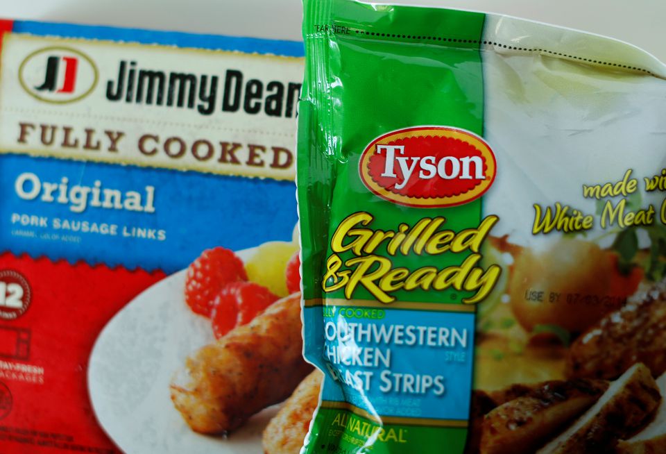 Tyson foods Inc and Hillshire Brands Jimmy Dean sausages are shown in this photo REUTERS/Mike Blake/ 
