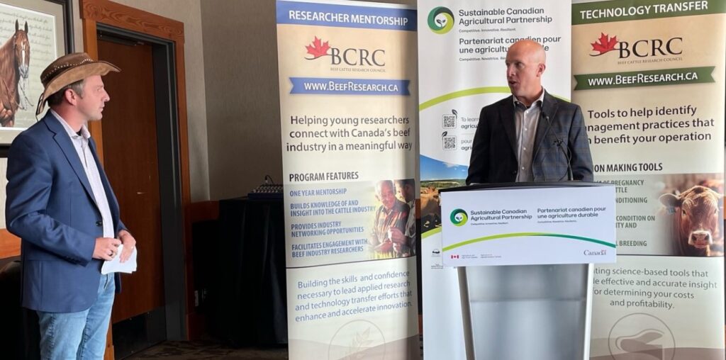 Francis Drouin, Parliamentary Secretary to the Minister of Agriculture and Agri-Food, and BCRC Chair Craig Lehr, announce new funding