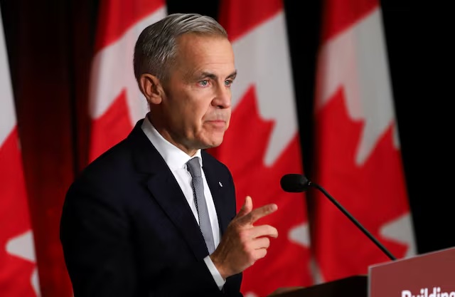 Canada's Prime Minister Mark Carney makes a live address on Canada’s plan to build a stronger economy, in advance of the 2025 Budget, in Ottawa, Ontario, Canada, October 22, 2025. REUTERS/Patrick Doyle/File Photo